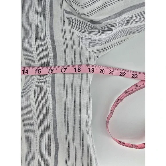 Lafayette‎ 148 New York Medium Striped Linen Blend Shirt Button Down Coastal - Picture 6 of 7